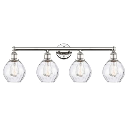 A large image of the Innovations Lighting 616-4W-11-33 Waverly Vanity Polished Nickel / Clear