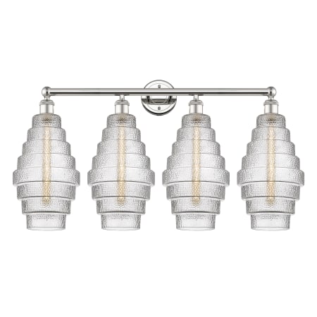 A large image of the Innovations Lighting 616-4W-20-35 Cascade Vanity Polished Nickel / Clear