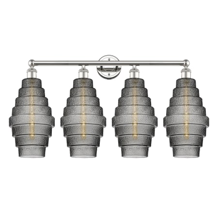 A large image of the Innovations Lighting 616-4W-20-35 Cascade Vanity Polished Nickel / Smoked
