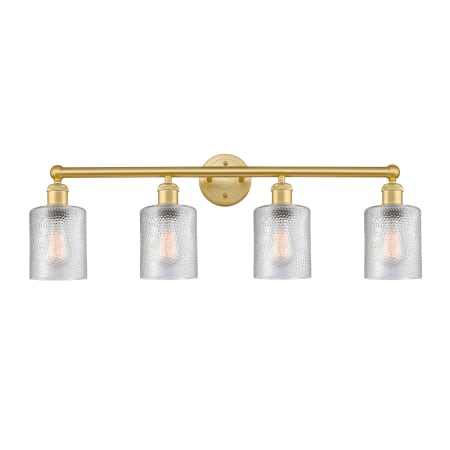 A large image of the Innovations Lighting 616-4W-12-32 Cobbleskill Vanity Satin Gold / Clear