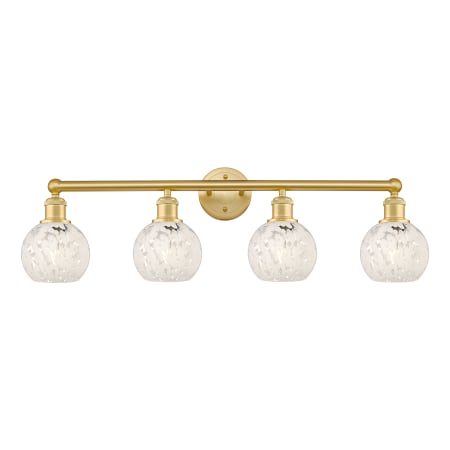 A large image of the Innovations Lighting 616-4W 10 33 White Mouchette Vanity Satin Gold