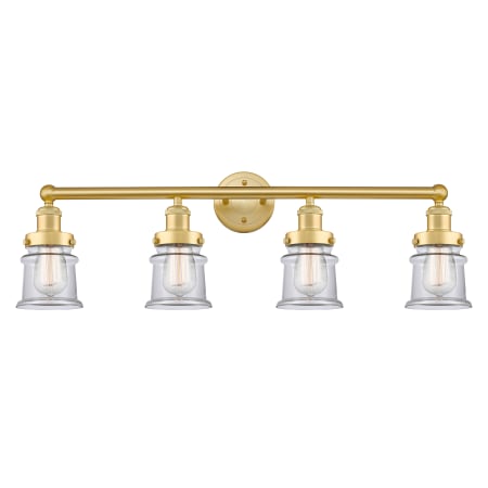 A large image of the Innovations Lighting 616-4W-11-32 Canton Vanity Satin Gold / Clear