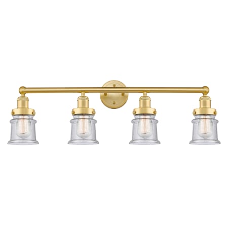 A large image of the Innovations Lighting 616-4W-11-32 Canton Vanity Satin Gold / Seedy