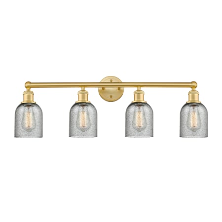 A large image of the Innovations Lighting 616-4W-12-32 Caledonia Vanity Satin Gold / Charcoal