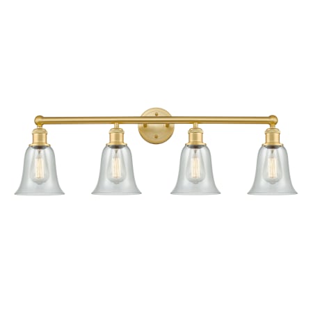 A large image of the Innovations Lighting 616-4W-14-34 Hanover Vanity Satin Gold / Fishnet