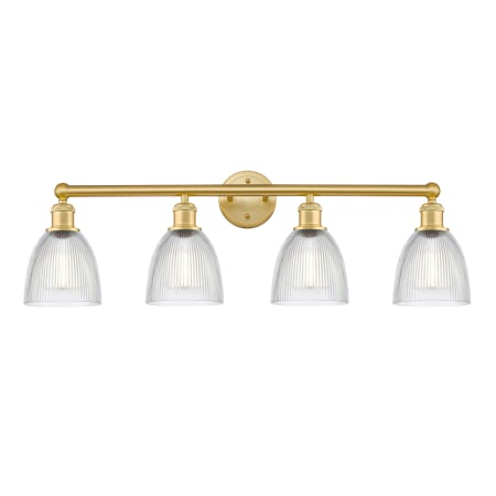 A large image of the Innovations Lighting 616-4W-12-33 Castile Vanity Satin Gold / Clear