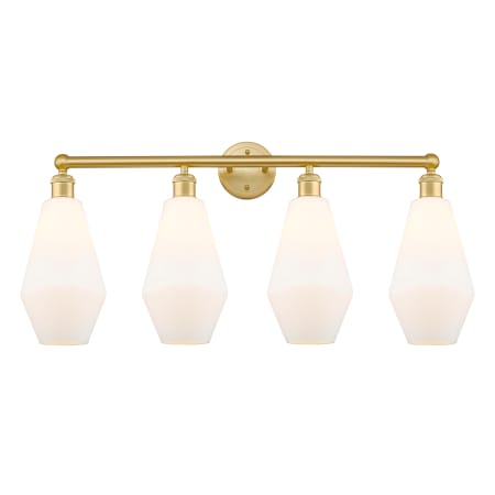 A large image of the Innovations Lighting 616-4W-17-34 Cindyrella Vanity Satin Gold / Cased Matte White