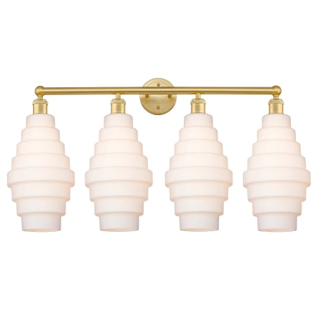 A large image of the Innovations Lighting 616-4W-20-35 Cascade Vanity Satin Gold / White