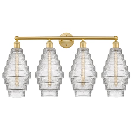 A large image of the Innovations Lighting 616-4W-20-35 Cascade Vanity Satin Gold / Clear