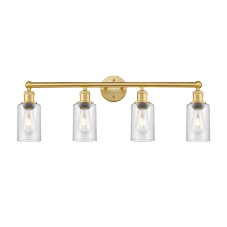 A large image of the Innovations Lighting 616-4W-11-31 Clymer Vanity Satin Gold / Seedy