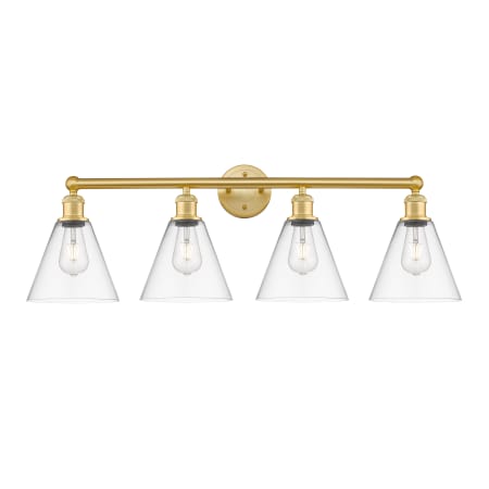 A large image of the Innovations Lighting 616-4W-13-35 Berkshire Vanity Satin Gold / Clear