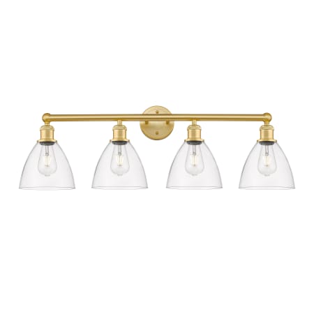 A large image of the Innovations Lighting 616-4W-12-35 Bristol Glass Vanity Satin Gold / Clear