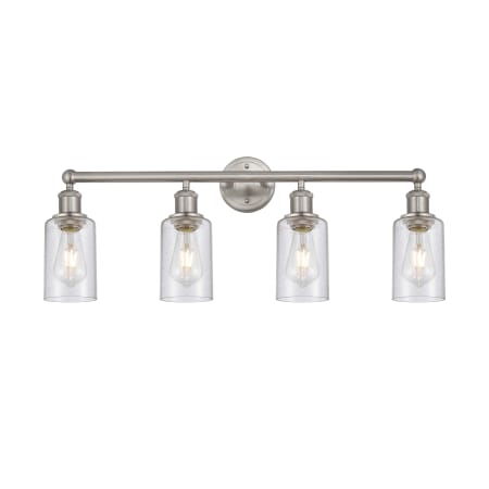 A large image of the Innovations Lighting 616-4W-11-31 Clymer Vanity Brushed Satin Nickel / Seedy