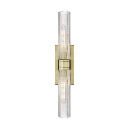 A large image of the Innovations Lighting 617-2W-3-24 Ballston Urban Vanity Antique Brass / Striped Clear