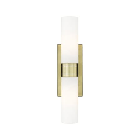 A large image of the Innovations Lighting 617-2W-3-24 Ballston Urban Vanity Antique Brass / Matte White