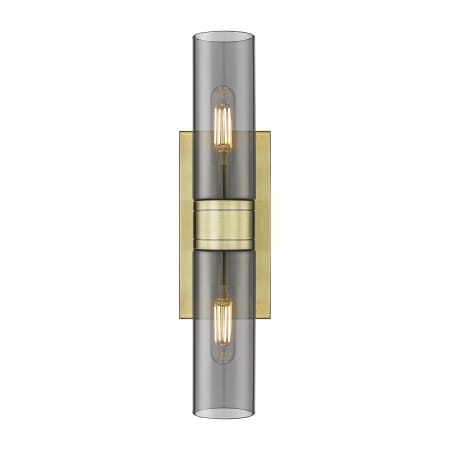 A large image of the Innovations Lighting 617-2W-3-18 Ballston Urban Vanity Antique Brass / Plated Smoke