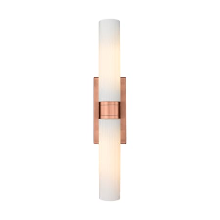 A large image of the Innovations Lighting 617-2W-3-24 Ballston Urban Vanity Antique Copper / Striped White