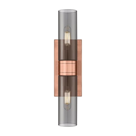 A large image of the Innovations Lighting 617-2W-3-18 Ballston Urban Vanity Antique Copper / Plated Smoke