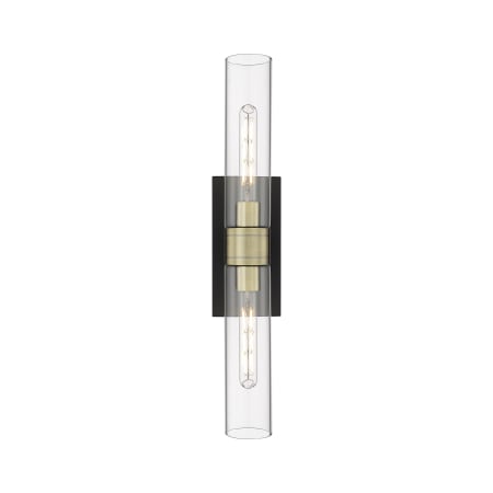 A large image of the Innovations Lighting 617-2W-3-24 Ballston Urban Vanity Black Antique Brass / Clear