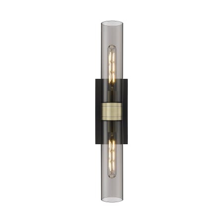 A large image of the Innovations Lighting 617-2W-3-24 Ballston Urban Vanity Black Antique Brass / Plated Smoke