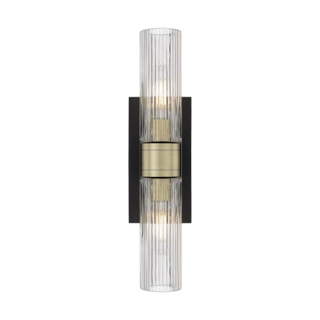 A large image of the Innovations Lighting 617-2W-3-18 Ballston Urban Vanity Black Antique Brass / Striped Clear