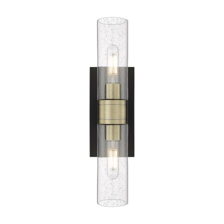 A large image of the Innovations Lighting 617-2W-3-18 Ballston Urban Vanity Black Antique Brass / Seedy