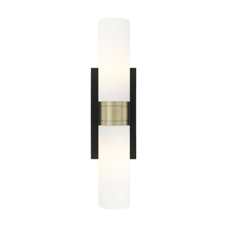 A large image of the Innovations Lighting 617-2W-3-18 Ballston Urban Vanity Black Antique Brass / Striped White