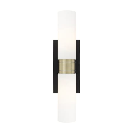 A large image of the Innovations Lighting 617-2W-3-18 Ballston Urban Vanity Black Antique Brass / Matte White