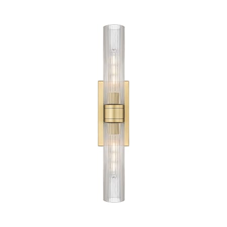 A large image of the Innovations Lighting 617-2W-3-24 Ballston Urban Vanity Brushed Brass / Striped Clear