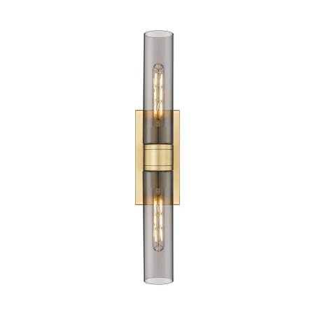 A large image of the Innovations Lighting 617-2W-3-24 Ballston Urban Vanity Brushed Brass / Plated Smoke