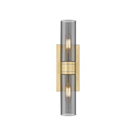 A large image of the Innovations Lighting 617-2W-3-18 Ballston Urban Vanity Brushed Brass / Plated Smoke