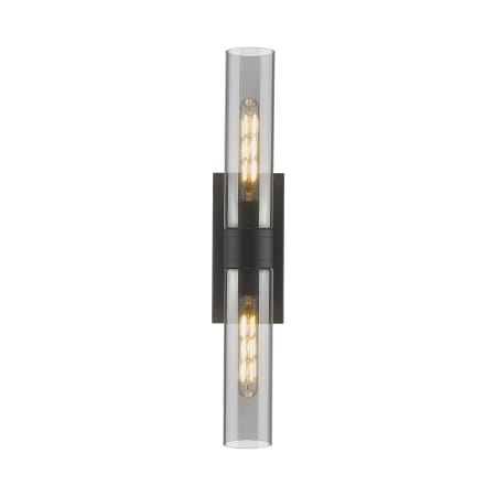 A large image of the Innovations Lighting 617-2W-3-24 Ballston Urban Vanity Matte Black / Plated Smoke