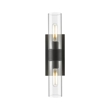 A large image of the Innovations Lighting 617-2W-3-18 Ballston Urban Vanity Matte Black / Clear