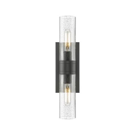 A large image of the Innovations Lighting 617-2W-3-18 Ballston Urban Vanity Matte Black / Seedy