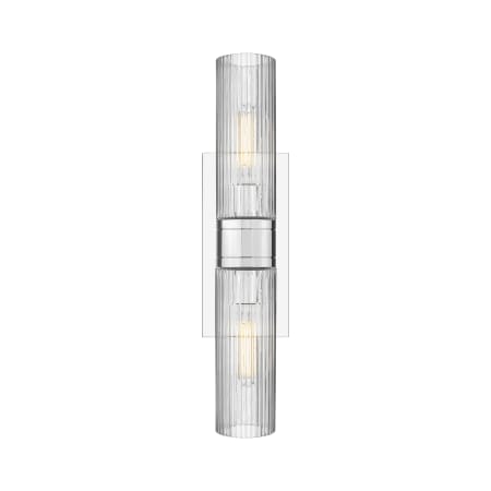 A large image of the Innovations Lighting 617-2W-3-18 Ballston Urban Vanity Polished Chrome / Striped Clear