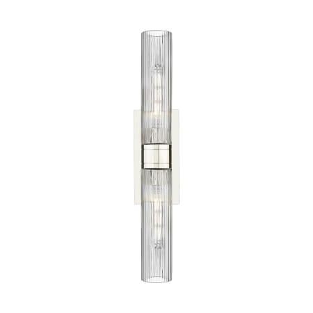 A large image of the Innovations Lighting 617-2W-3-24 Ballston Urban Vanity Polished Nickel / Striped Clear