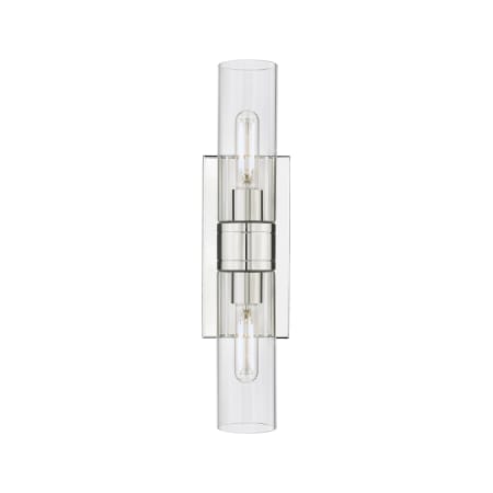 A large image of the Innovations Lighting 617-2W-3-18 Ballston Urban Vanity Polished Nickel / Clear