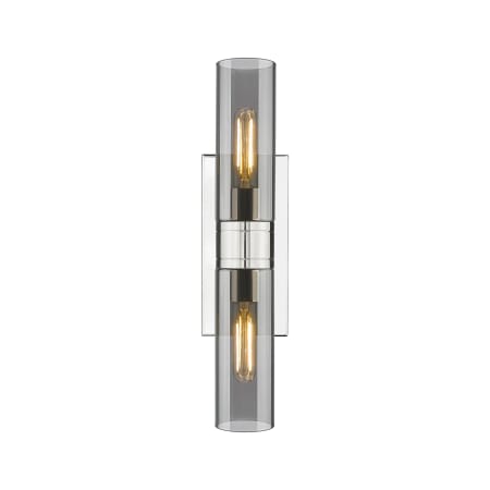 A large image of the Innovations Lighting 617-2W-3-18 Ballston Urban Vanity Polished Nickel / Plated Smoke