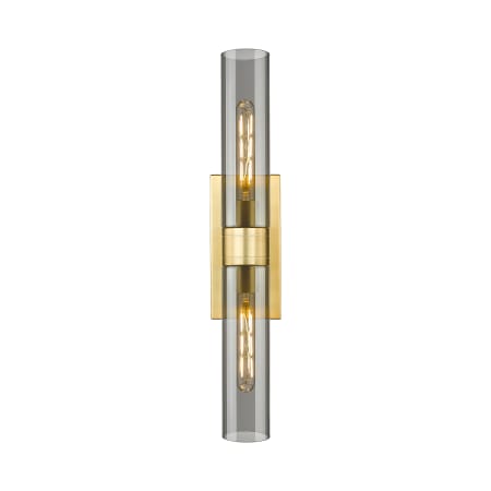 A large image of the Innovations Lighting 617-2W-3-24 Ballston Urban Vanity Satin Gold / Plated Smoke