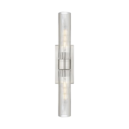 A large image of the Innovations Lighting 617-2W-3-24 Ballston Urban Vanity Satin Nickel / Striped Clear