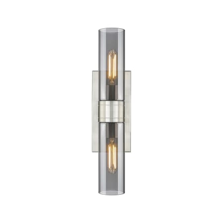 A large image of the Innovations Lighting 617-2W-3-18 Ballston Urban Vanity Satin Nickel / Plated Smoke