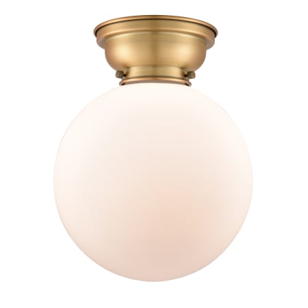 A large image of the Innovations Lighting 623-1F-11-10 Beacon Semi-Flush Brushed Brass / Matte White