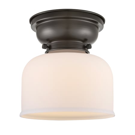 A large image of the Innovations Lighting 623-1F Large Bell Oil Rubbed Bronze / Matte White