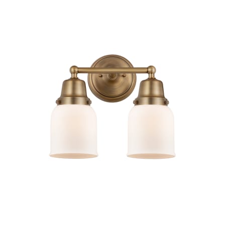 A large image of the Innovations Lighting 623-2W-12-13 Bell Vanity Brushed Brass / Matte White