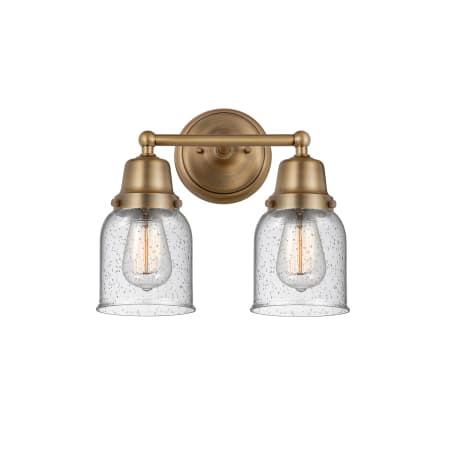 A large image of the Innovations Lighting 623-2W-12-13 Bell Vanity Brushed Brass / Seedy