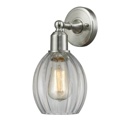 A large image of the Innovations Lighting 900-1W Melon Brushed Satin Nickel / Clear