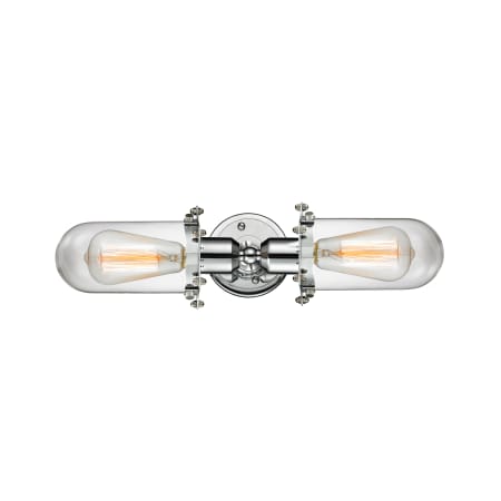 A large image of the Innovations Lighting 900-2W Centri Short Polished Chrome / Clear