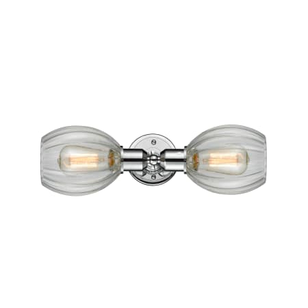 A large image of the Innovations Lighting 900-2W Melon Polished Chrome / Clear