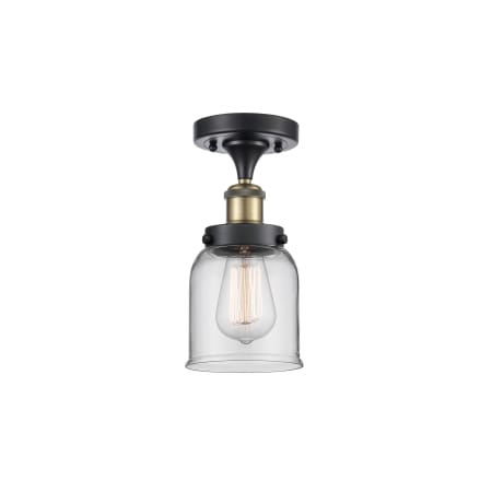 A large image of the Innovations Lighting 916-1C-11-5 Bell Semi-Flush Black Antique Brass / Clear