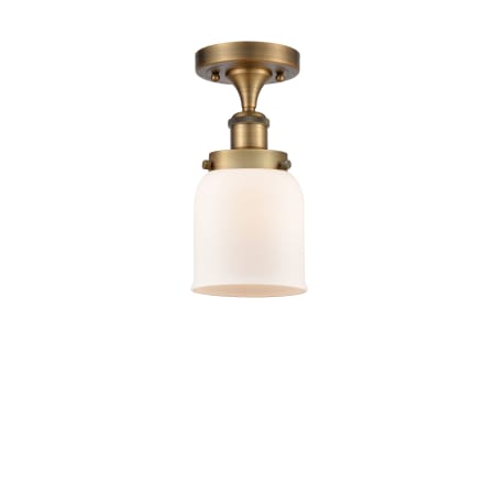 A large image of the Innovations Lighting 916-1C-11-5 Bell Semi-Flush Brushed Brass / Matte White